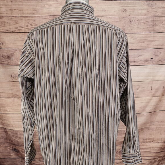 ROUNDTREE & YORKE CLASSICS LONG SLEEVE STRIPED BUTTON DOWN SHIRT MENS SZ L - Picture 4 of 7